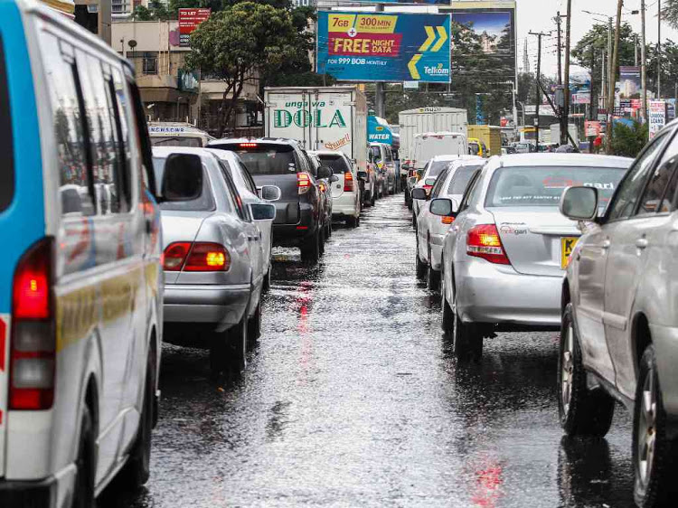 Vehicles in Nairobi traffic