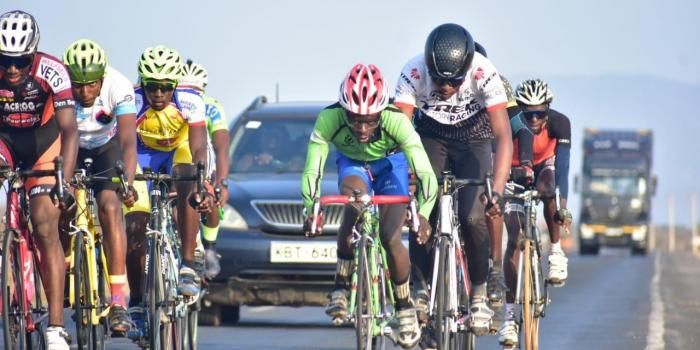 Kenyan cyclists on the road